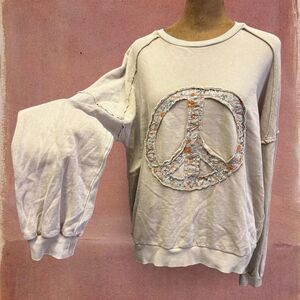 Bohemian Hippie Granola Festival Peace Sign Cotton Sweatshirt